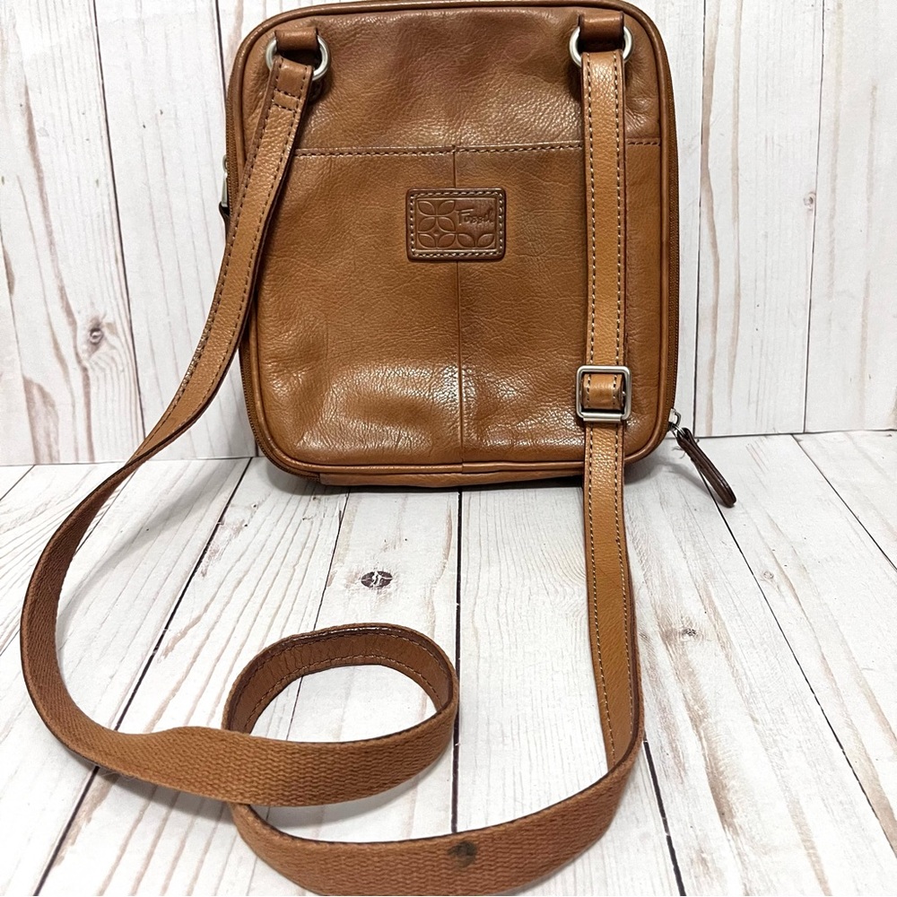 Fossil Y2K Brown Leather Crossbody Travel Multi Pocket Purse - Picture 12 of 13